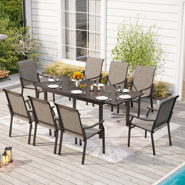 Wildon Home® Basima 8 - Person Rectangular Extendable Outdoor Dining Set & Reviews | Wayfair